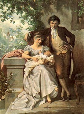 vicotian couple with baby
