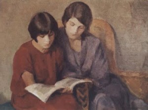 mother and daughter reading together